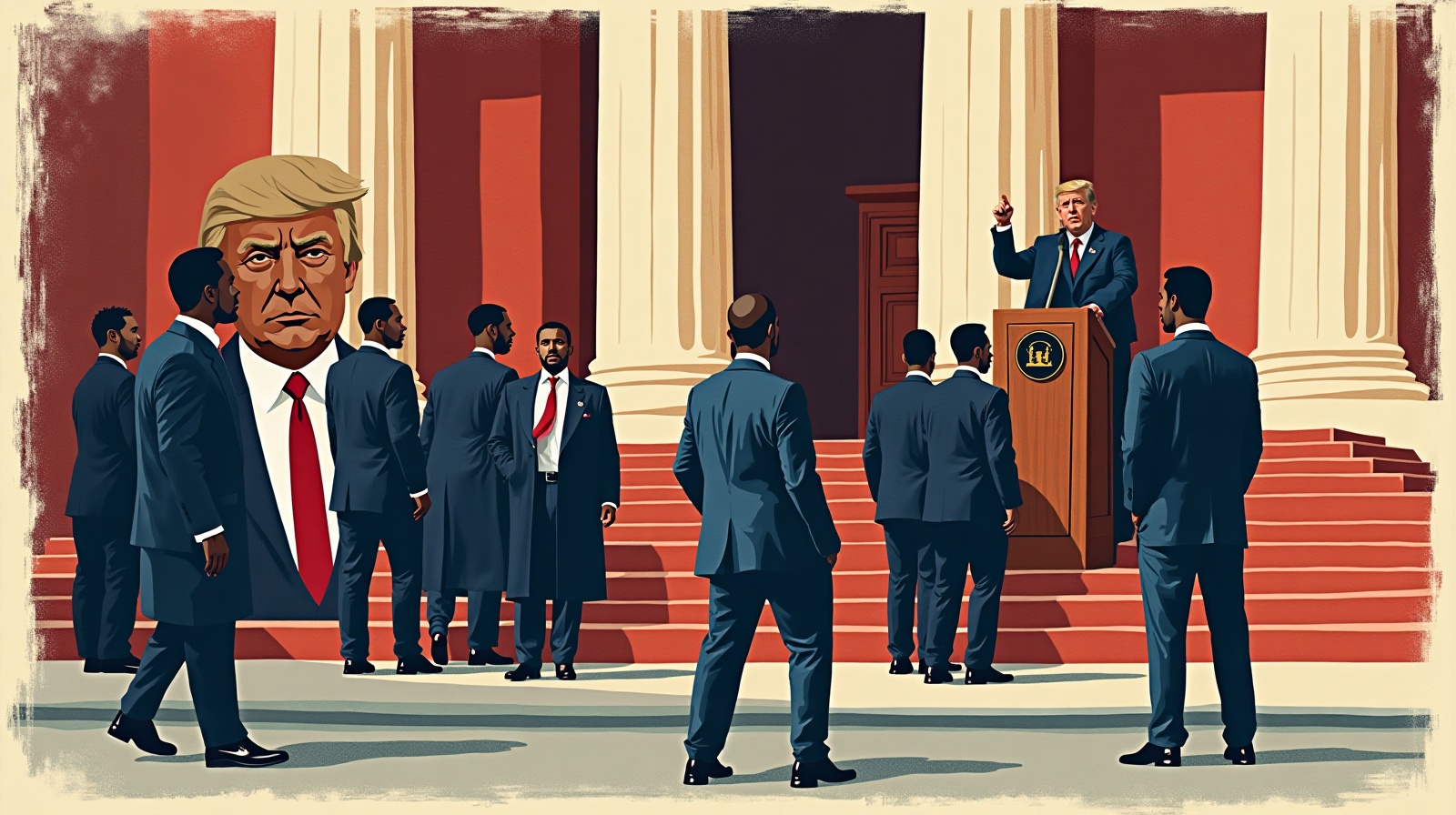 Editorial illustration: Federal Judges Chastise Trump’s Justice Department for “Unlawful.